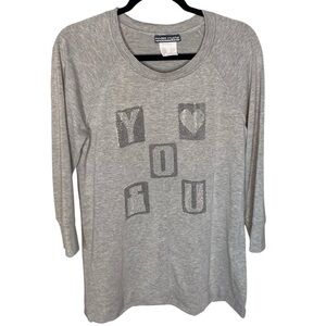 MODES CRYSTAL FASHION Grey Rhinestone Sweatshirt Pullover Long Sleeve Medium